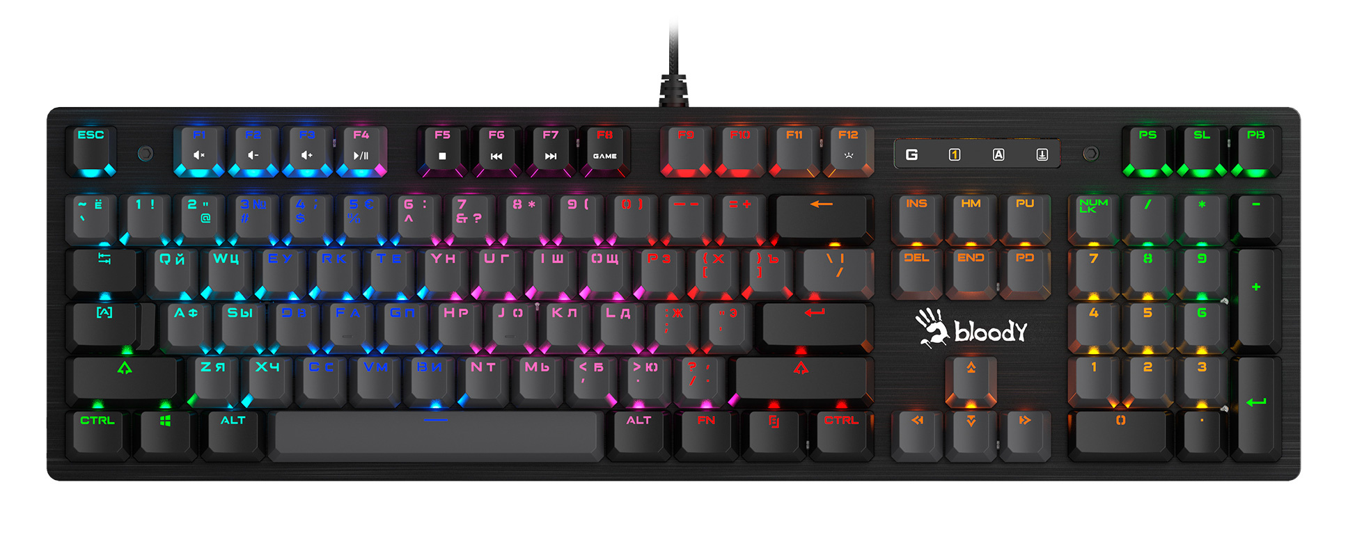 Клавиатура A4Tech B820R Dual Color механическая черный/серый USB for gamer LED (B820R GREY (BLUE SWITCH)) кабель 1.8м