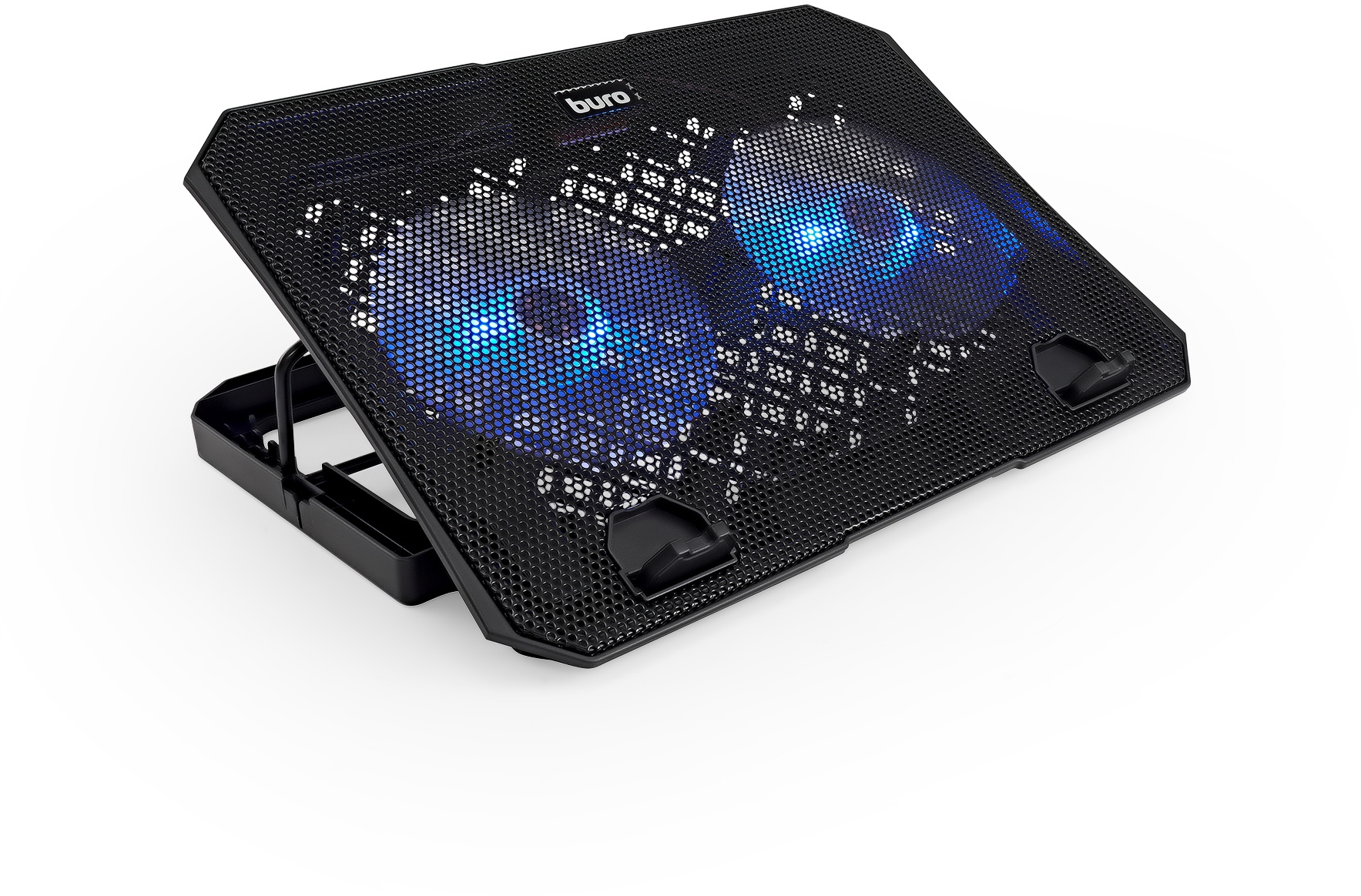 Подставка для ноутбука Buro BU-LCP150-B213 15"335x265x22мм 74.35дБ 1xUSB 2x 140ммFAN 480г металлическая сетка/пластик черный