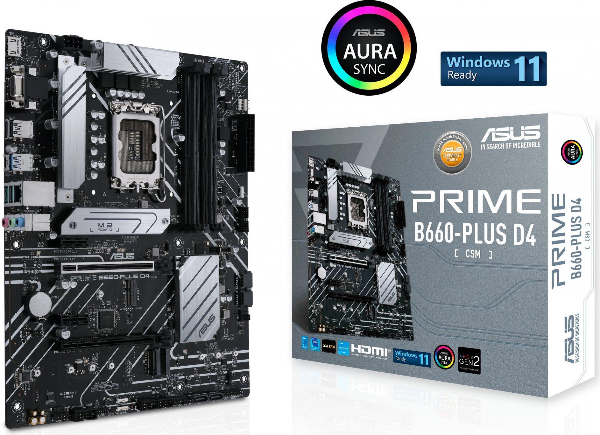 Материнская плата Asus PRIME B660-PLUS D4 Soc-1700 Intel B660 4xDDR4 ATX AC`97 8ch(7.1) 2.5Gg RAID+HDMI+DP