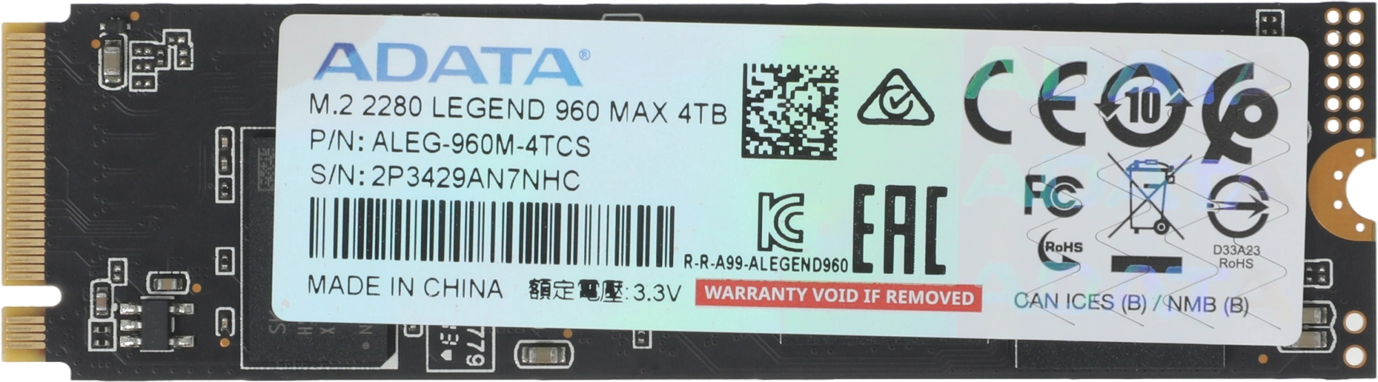 Накопитель SSD A-Data PCIe 4.0 x4 4TB ALEG-960M-4TCS Legend 960 Max M.2 2280