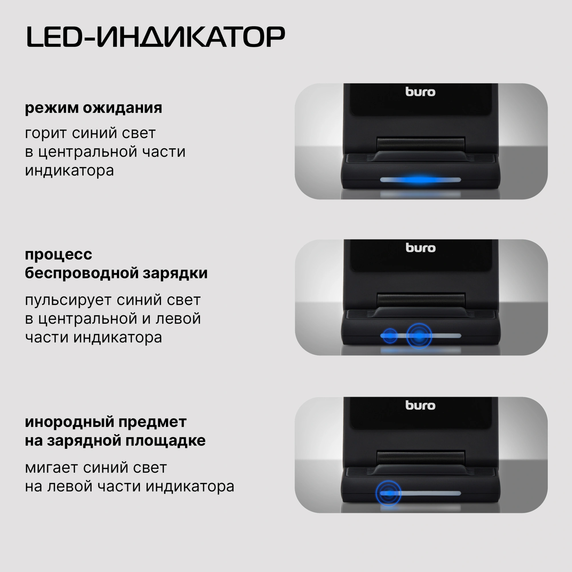 Беспроводное зар./устр. Buro CWC-QC5 15W 3A (QI) USB-C универсальное черный (CWC-QC5A15BK)