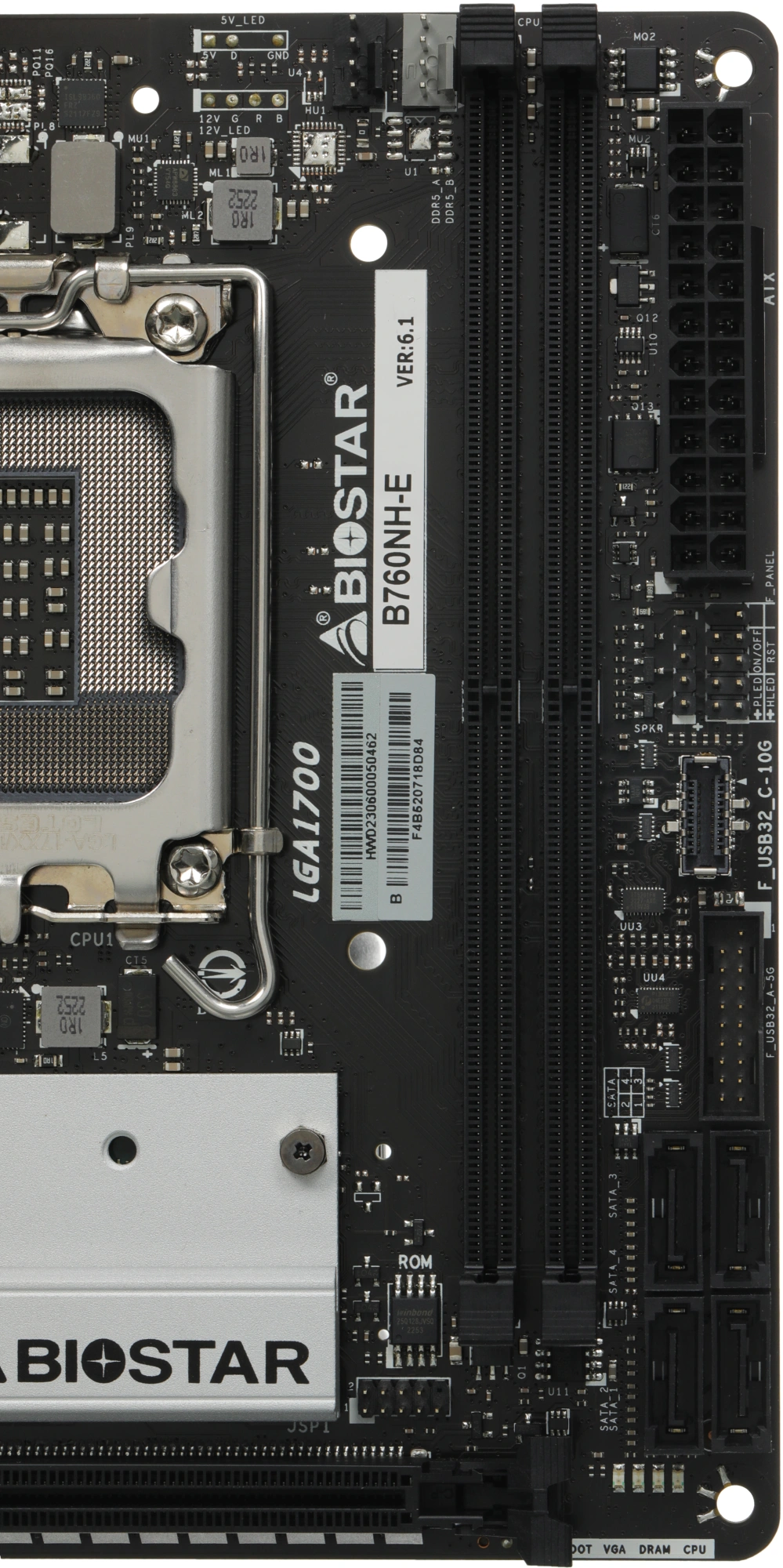 Материнская плата Biostar B760NH-E Soc-1700 Intel B760 2xDDR5 mini-ITX AC`97 8ch(7.1) 2.5Gg RAID+HDMI+DP