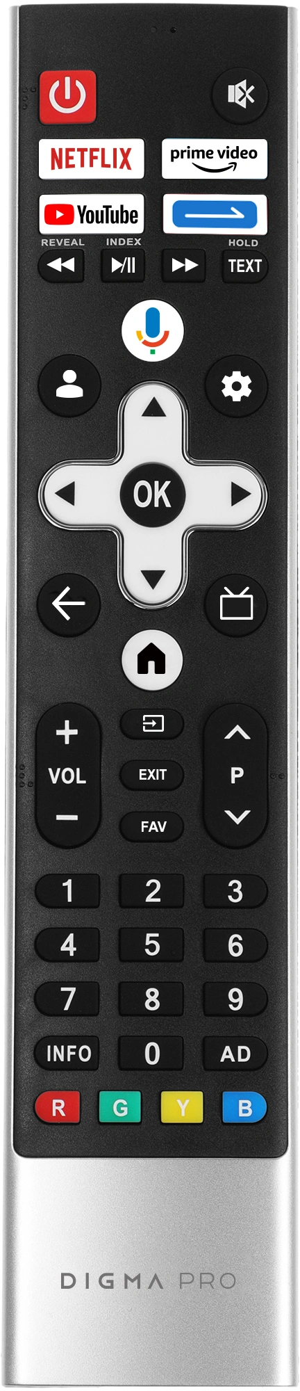 Телевизор QLED Digma Pro 55" QLED 55L Google TV Frameless черный/серебристый 4K Ultra HD 120Hz HSR DVB-T DVB-T2 DVB-C DVB-S DVB-S2 USB WiFi Smart TV
