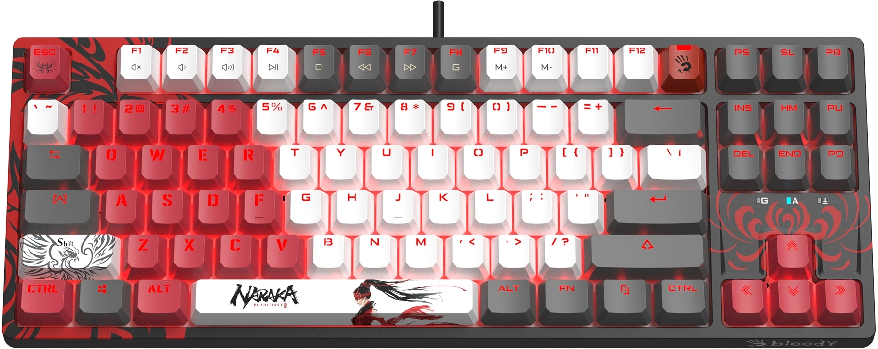 Клавиатура A4Tech S87 Naraka механическая черный/красный USB for gamer LED кабель 1.8м