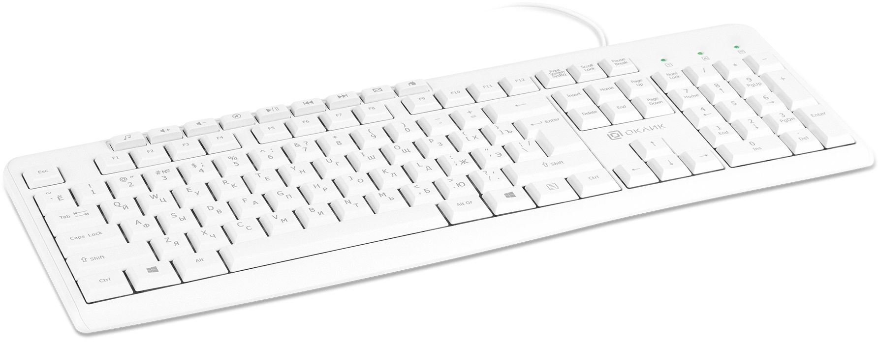 Клавиатура Оклик 305M белый USB Multimedia (1875227)