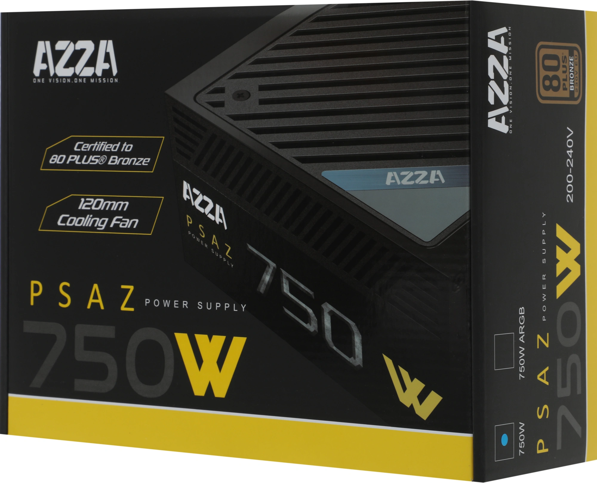Блок питания Azza ATX 750W PSAZ-750W 80+ bronze (20+4pin) APFC 120mm fan 5xSATA RTL