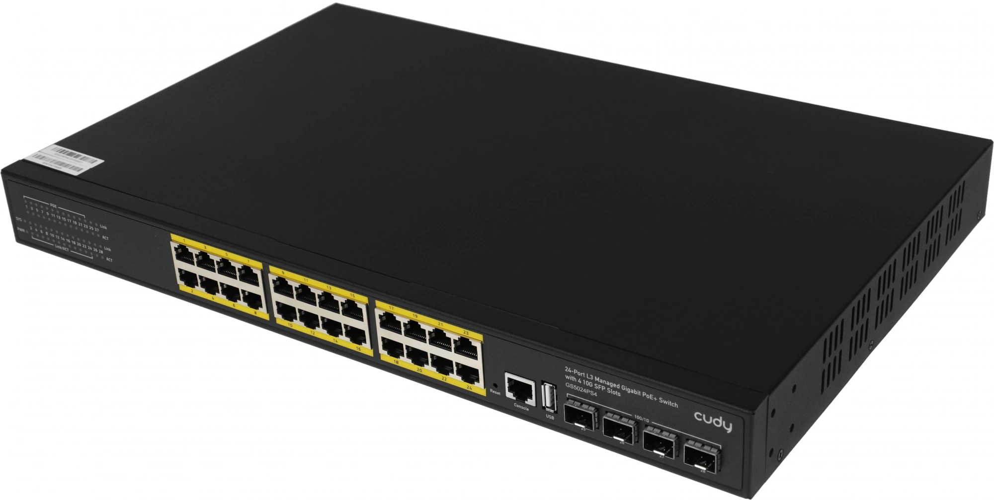 Коммутатор Cudy GS5024PS4-400W (L3) 24x1Гбит/с 4SFP+ 24PoE+ 400W управляемый
