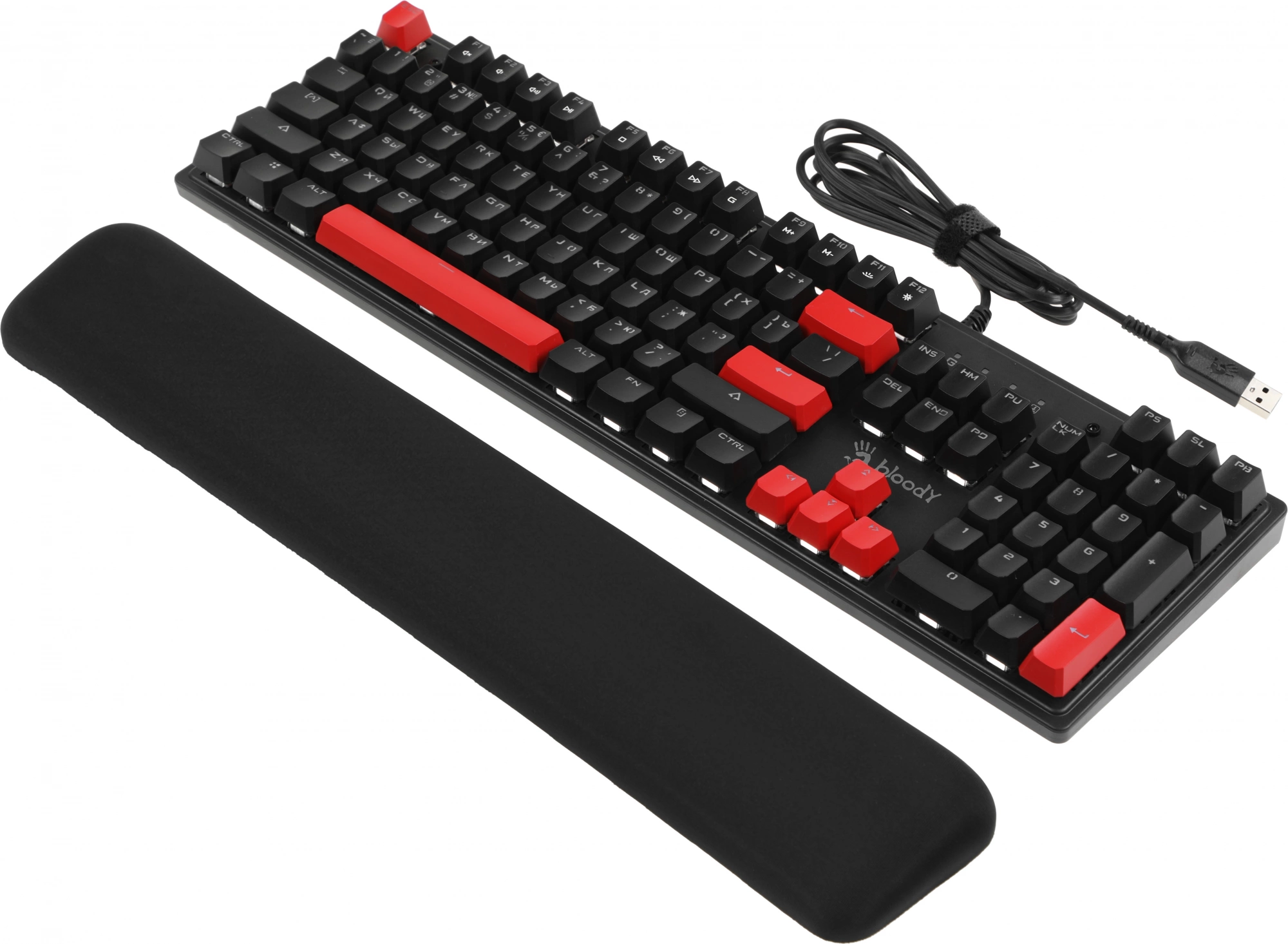 Клавиатура A4Tech S515R механическая черный USB for gamer LED (подставка для запястий) (S515R FIRE BLACK) кабель 1.8м