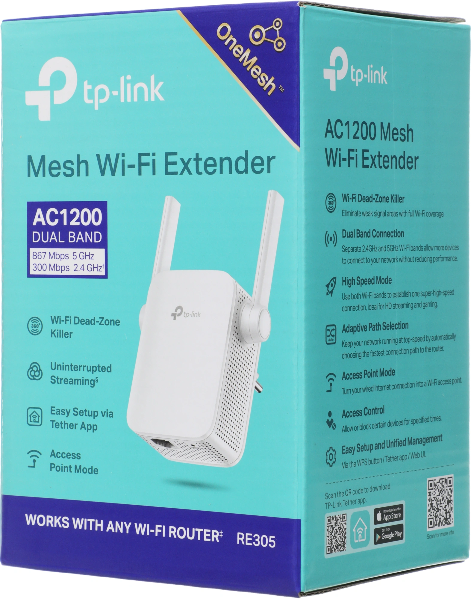 Повторитель беспроводного сигнала TP-Link RE305 AC1200 10/100BASE-TX белый