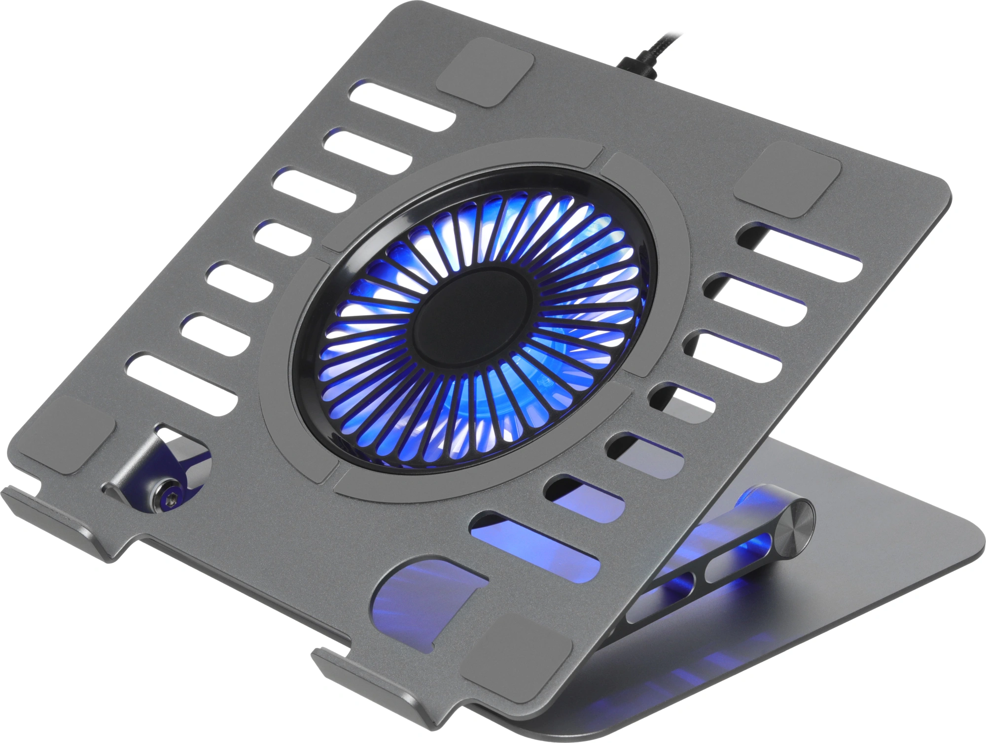 Подставка для ноутбука Digma D-NCP170-1xRGB110 17" 240x230x50мм 28дБ 2xUSB 1x 110ммFAN 790г Fan-control алюминий серый