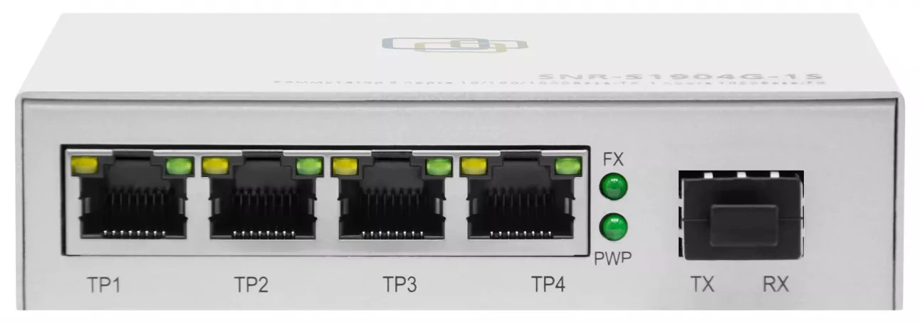 Коммутатор SNR SNR-S1904G-1S (L2) 4x1Гбит/с 1SFP неуправляемый