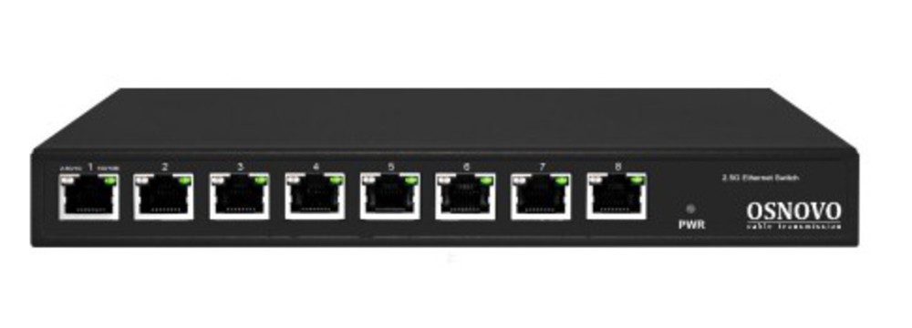 SW-8D-1 - Коммутатор 2.5G Ethernet на 8 RJ45 портов. Порты: 8 x 2.5G (10/100/1000/2500Base-TX). Auto MDI/MDIX. Встроенная грозозащита 3кВ. В комплекте БП DC12V(2A). OSNOVO