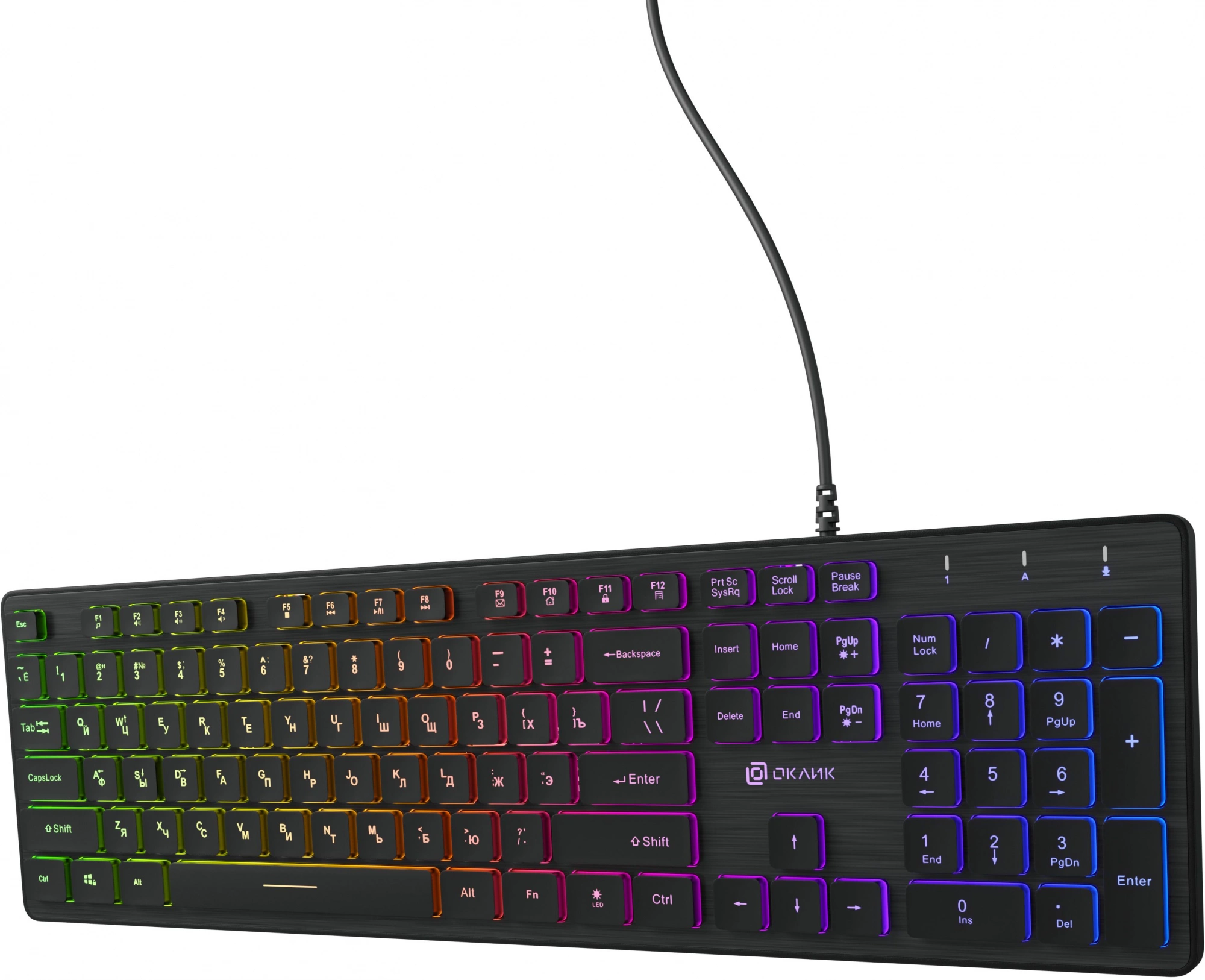 Клавиатура Оклик 550ML черный USB slim Multimedia LED (1061617)
