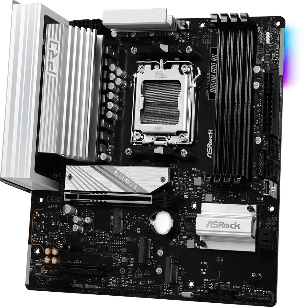 Материнская плата Asrock B850M PRO RS Socket AM5 AMD B850 4xDDR5 mATX AC`97 8ch(7.1) 2.5Gg RAID+HDMI+DP