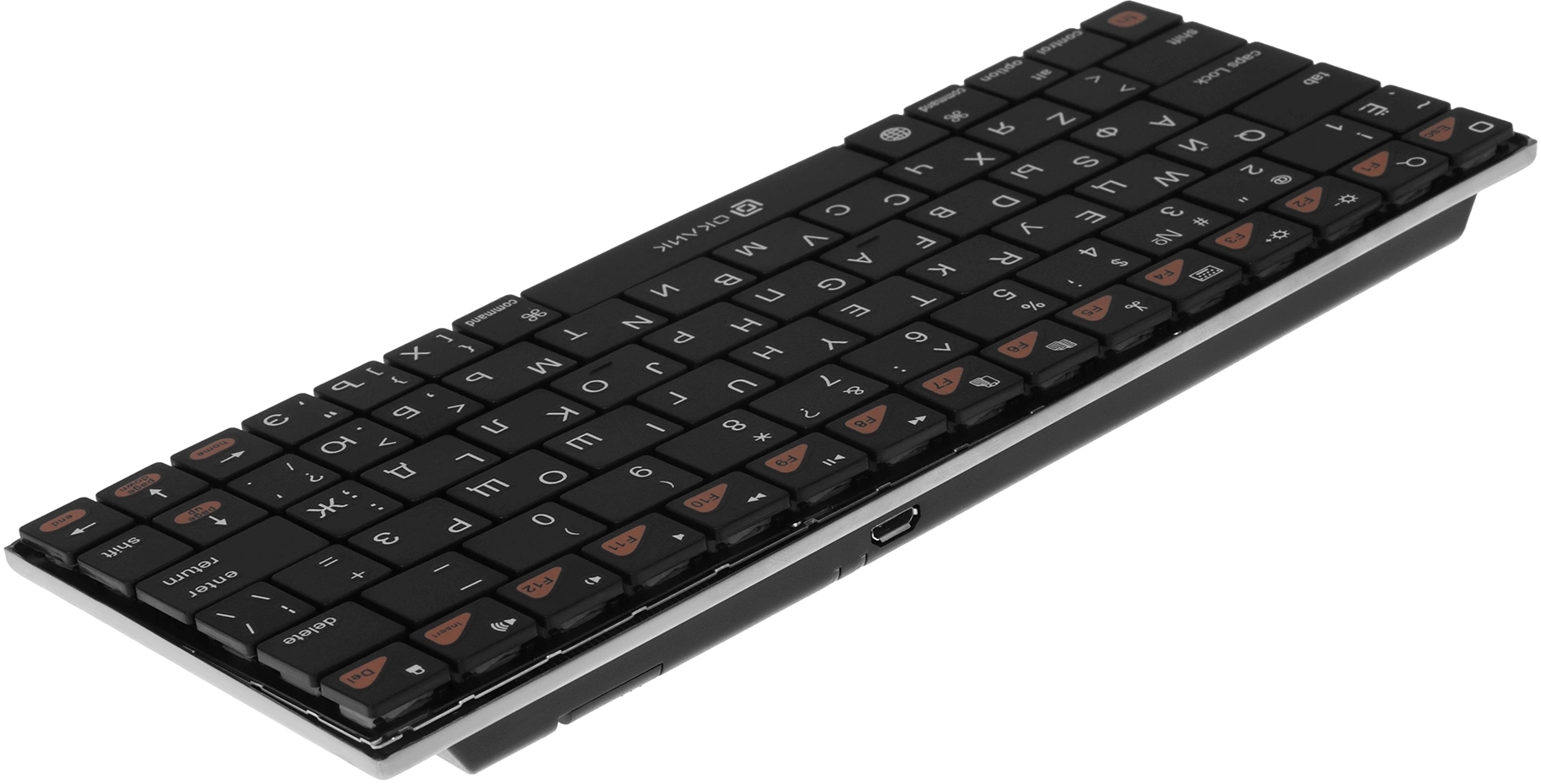 Клавиатура Оклик 840S черный USB беспроводная BT slim (754787)