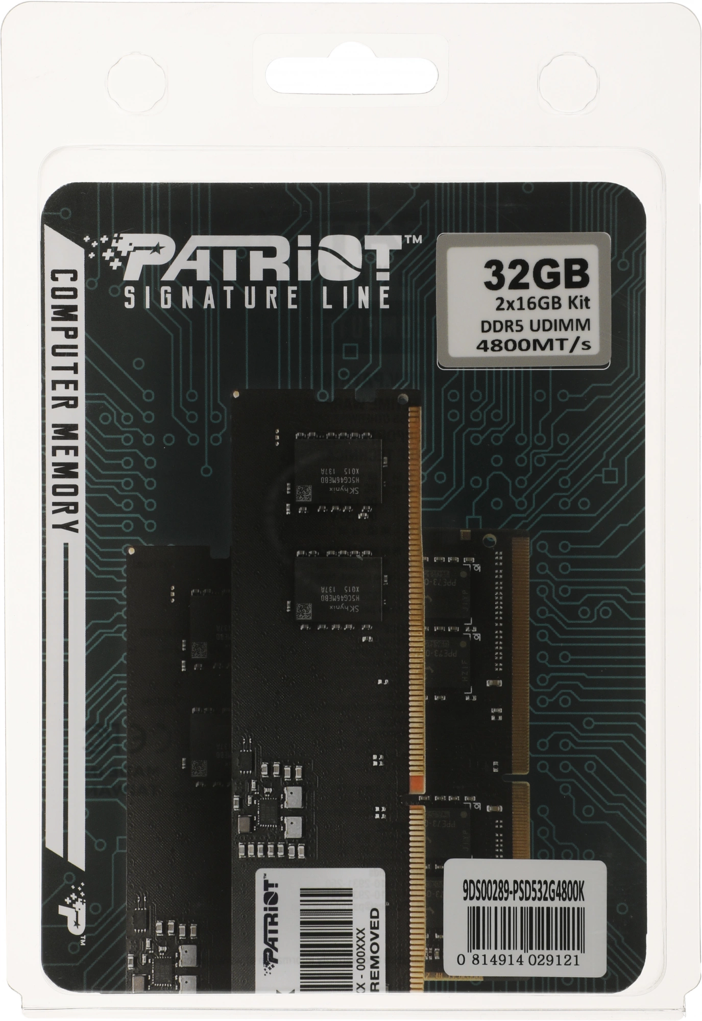 Память DDR5 2x16Gb 4800MHz Patriot PSD532G4800K Signature RTL Gaming PC5-38400 CL40 DIMM 288-pin 1.1В Ret