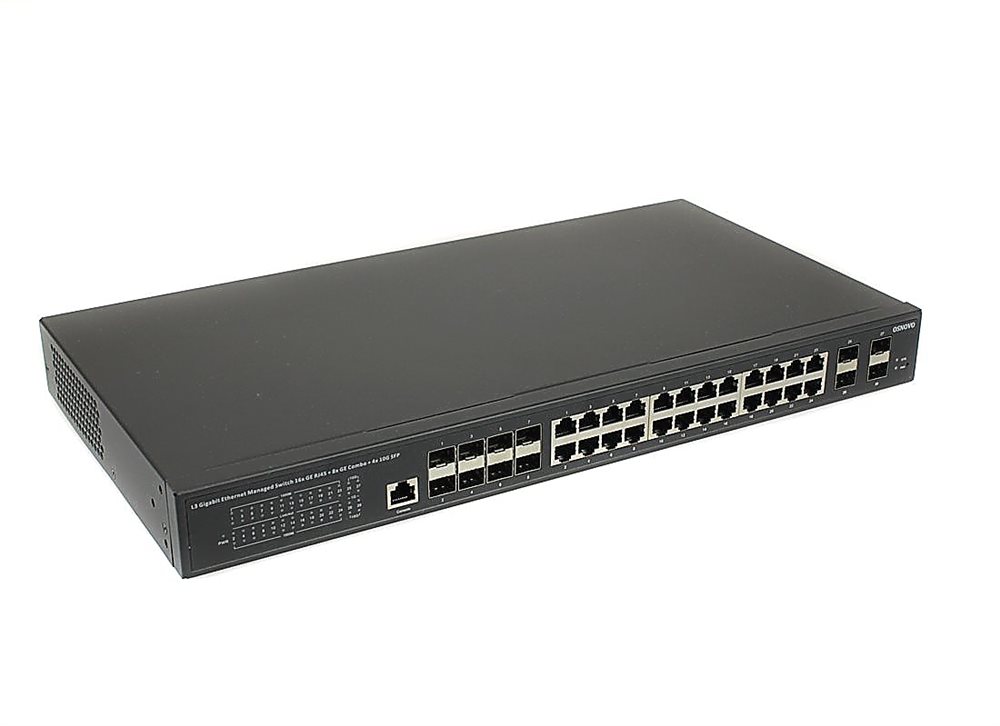 SW-32G4X-3L - Управляемый L3 PoE коммутатор Osnovo Gigabit Ethernet на 16xGE RJ-45 c PoE + 8xGE Combo (RJ-45 + SFP) + 4x1G/10G SFP+ Uplink. Порты: 16 x GE (10/100/1000 Base-T) с поддержкой PoE (IEEE 802.3af/at) + 8 x GE Combo Port (RJ-45 + SFP) + 4 x 1G/1