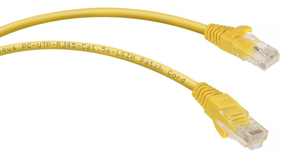 Cabeus PC-UTP-RJ45-Cat.5e-0.5m-YL-LSZH - Патч-корд U/UTP, категория 5е, 2xRJ45/8p8c, неэкранированный, желтый, LSZH, 0.5м