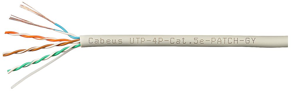 Cabeus UTP-4P-Cat.5e-PATCH-GY - Кабель витая пара UTP (U/UTP), категория 5e, 4 пары, (24 AWG), многожильный (patсh), серый (305 м)