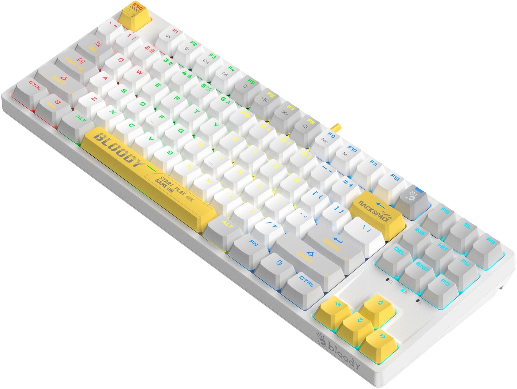 Клавиатура A4Tech S87 Energy механическая белый USB for gamer LED (S87 USB ENERGY WHITE) кабель 1.8м