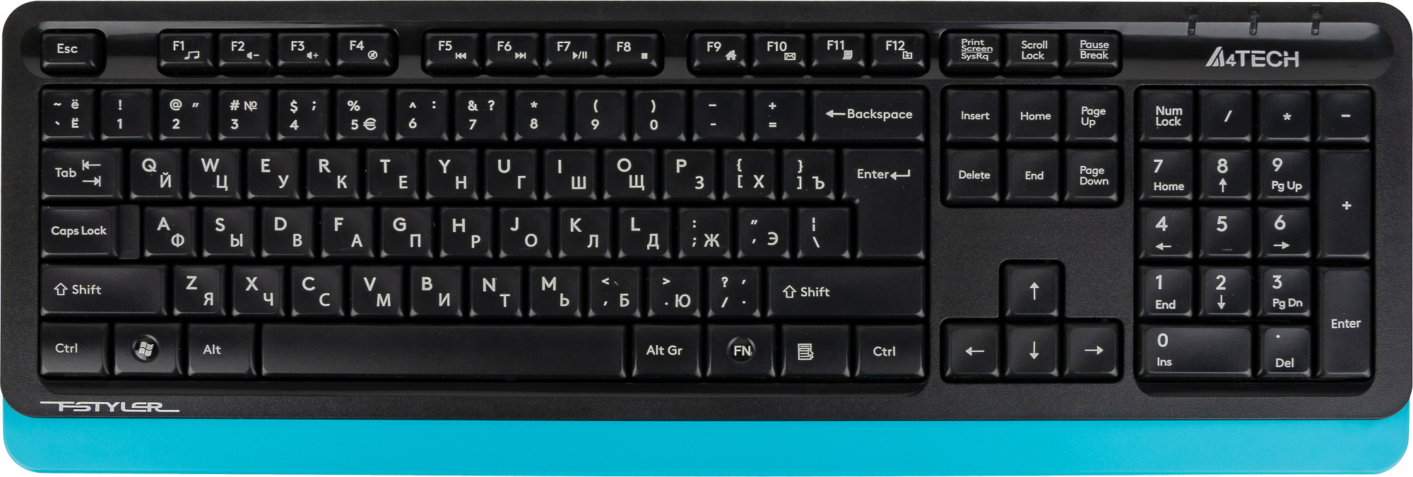 Клавиатура + мышь A4Tech Fstyler FG1010 клав:черный/синий мышь:черный/синий USB беспроводная Multimedia (FG1010 BLUE)
