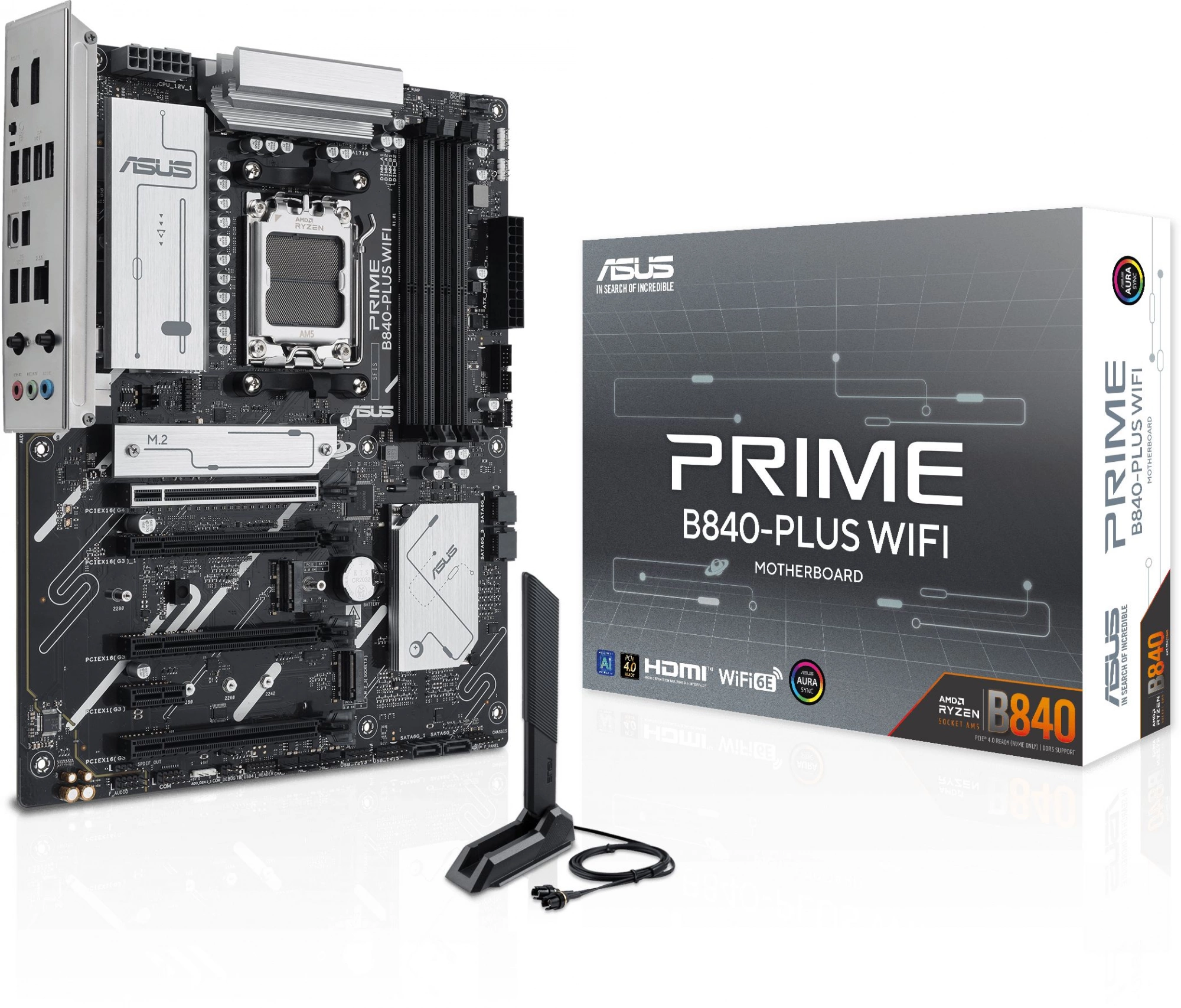 Материнская плата Asus PRIME B840-PLUS WIFI Socket AM5 AMD B840 4xDDR5 ATX AC`97 8ch(7.1) 2.5Gg RAID+HDMI+DP