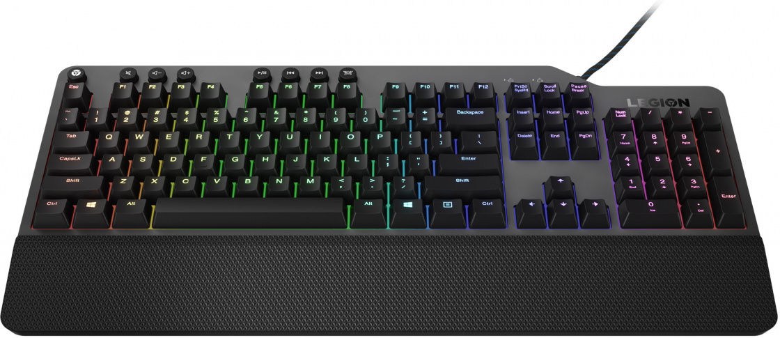Клавиатура Lenovo K500 RGB механическая черный USB Multimedia for gamer LED (подставка для запястий) (GY40T26479) кабель 1.8м