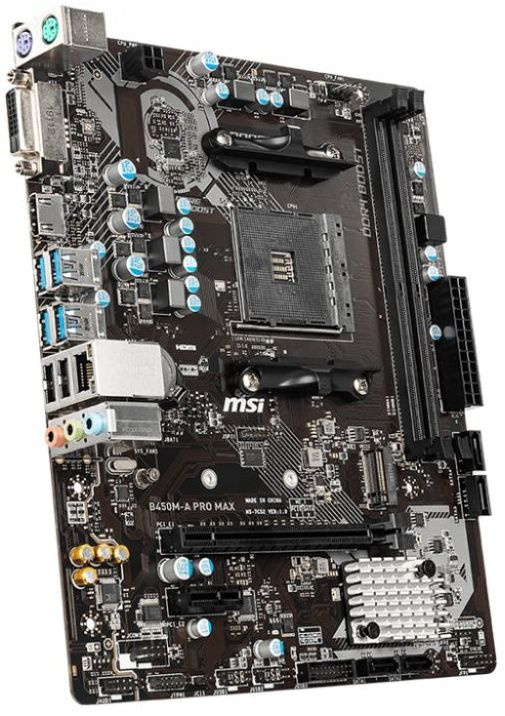 Материнская плата MSI B450M-A PRO MAX Soc-AM4 AMD B450 2xDDR4 mATX AC`97 8ch(7.1) GbLAN RAID+DVI+HDMI