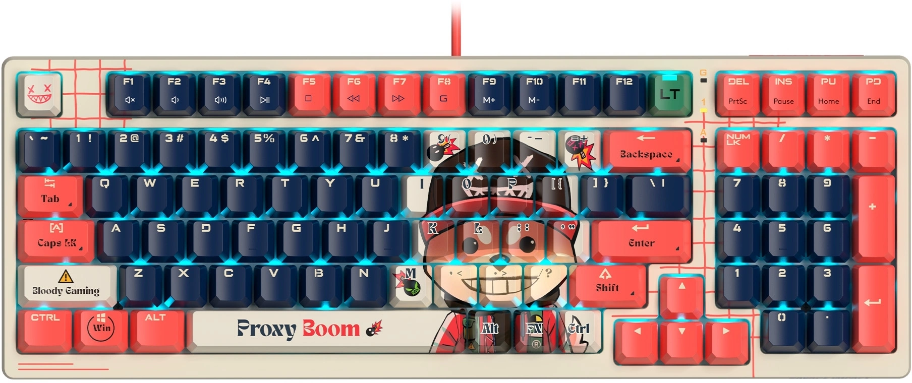 Клавиатура A4Tech AT98 Proxy Boom бежевый/красный USB for gamer LED (AT98) кабель 1.8м
