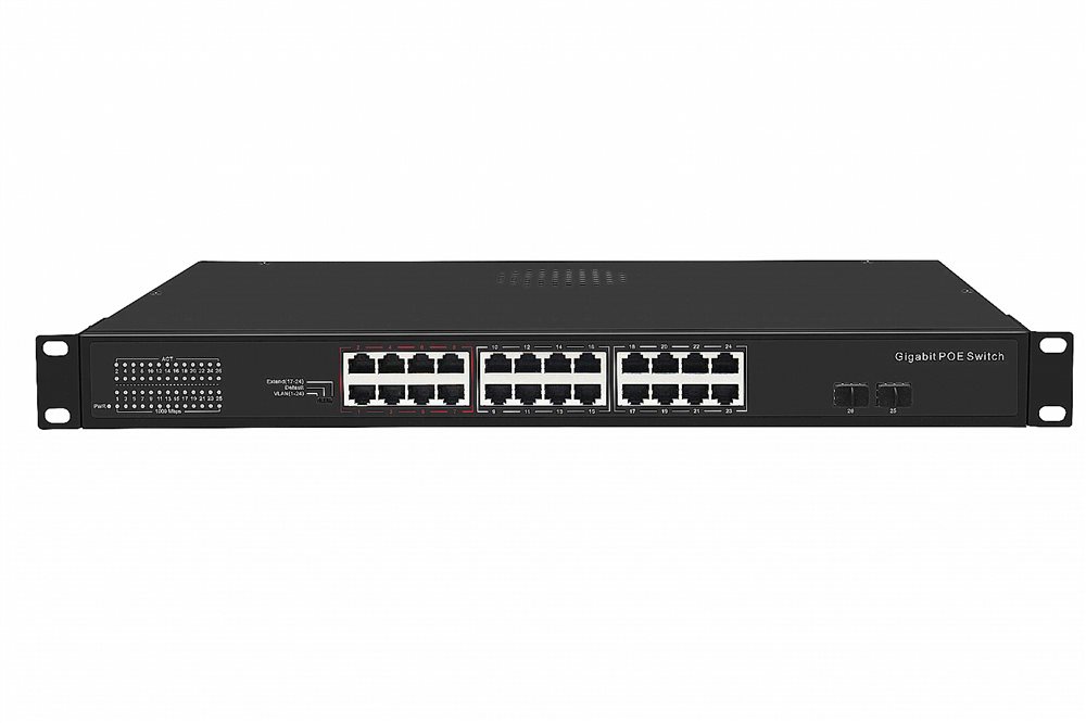 GL-SW-G005-24P - Коммутатор GIGALINK, неуправляемый, 24PoE (802.3af/at) портов 1000Мбит/с, 17-24 порт до 250м cat6, 2 SFP порта 1000Мбит/с , 400W
