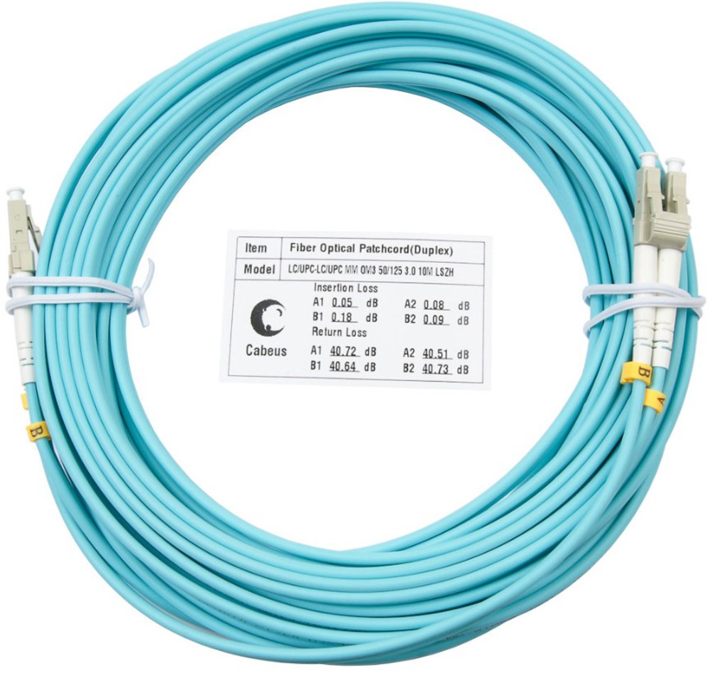Cabeus FOP-50-LC-LC-15m - Шнур оптический duplex LC-LC 50/125 mm OM3 15м LSZH