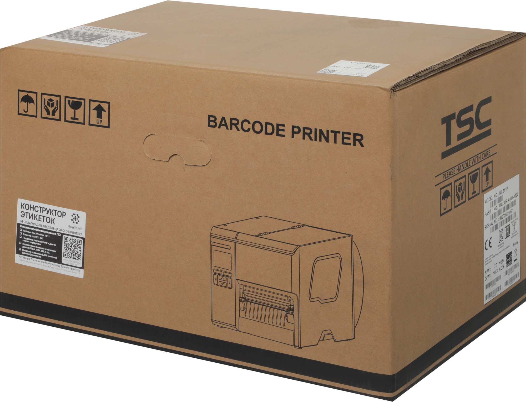 Термопринтер TSC ML241P (ML241P-A001-0202 ) 203мм/с 2,3-дюймовый LCD-экран/USB/RS232 для печ.этик. черный