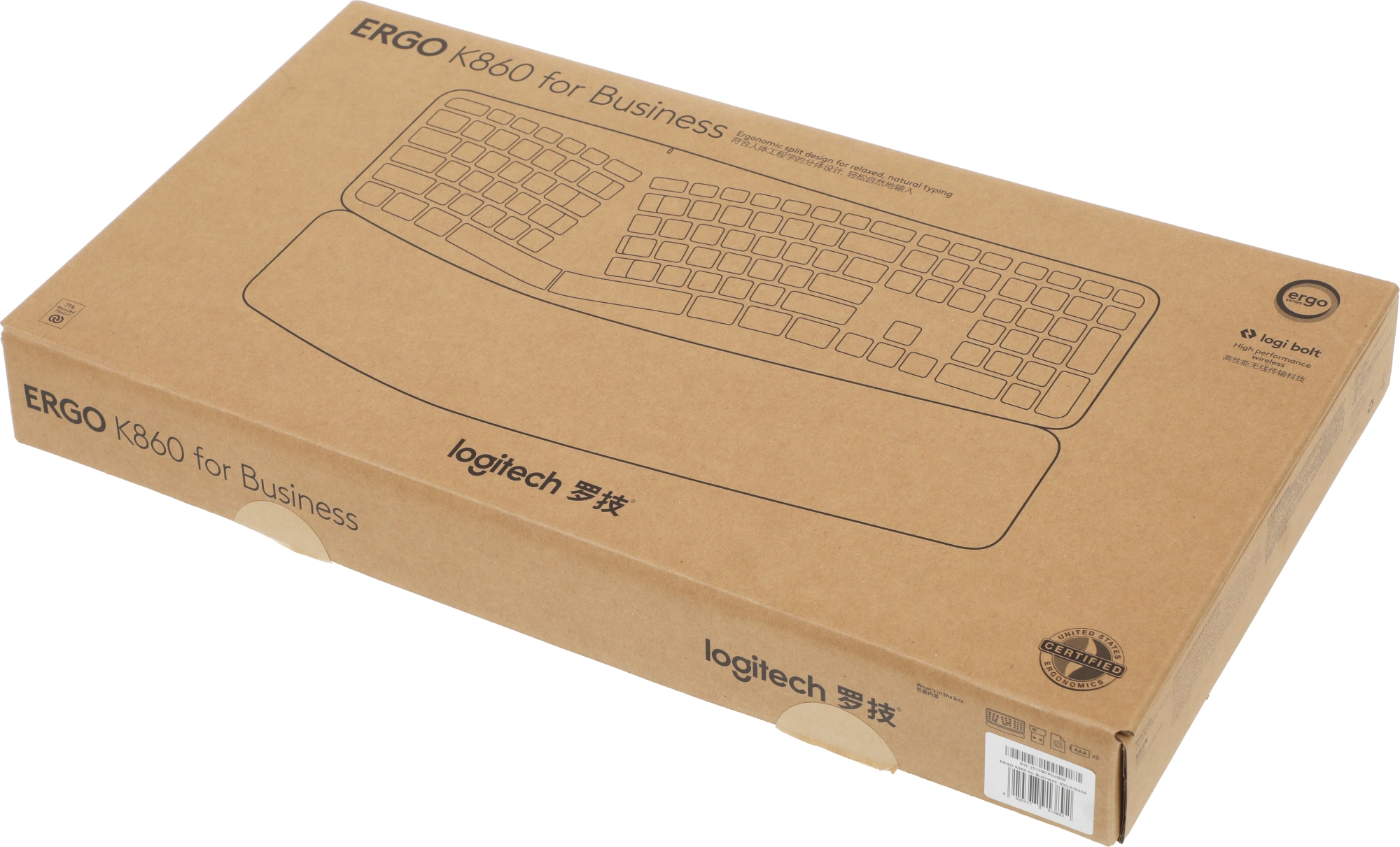 Клавиатура Logitech K860 черный USB беспроводная BT Multimedia Ergo (подставка для запястий) (920-010359)