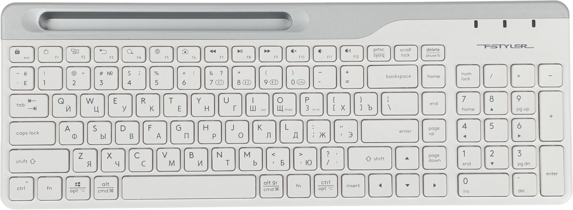 Клавиатура A4Tech FBK25 белый/серый USB беспроводная BT/Radio slim Multimedia (FBK25 WHITE)