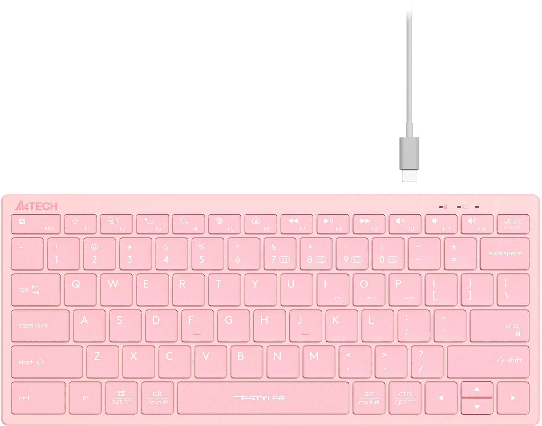 Клавиатура A4Tech FBX51C розовый USB беспроводная BT/Radio slim Multimedia (FBX51C PINK)