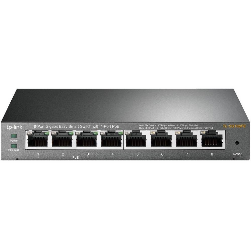 Коммутатор TP-Link TL-SG108PE - PoE 4x10/100/1000, 4x10/100/1000 PoE (55W), Easy Smart, бюджет PoE до 55 Вт