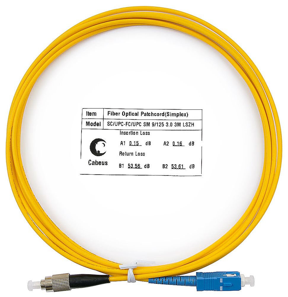 Cabeus FOP(s)-9-SC-FC-3m - Шнур оптический simplex SC-FC 9/125 SM 3М LSZH