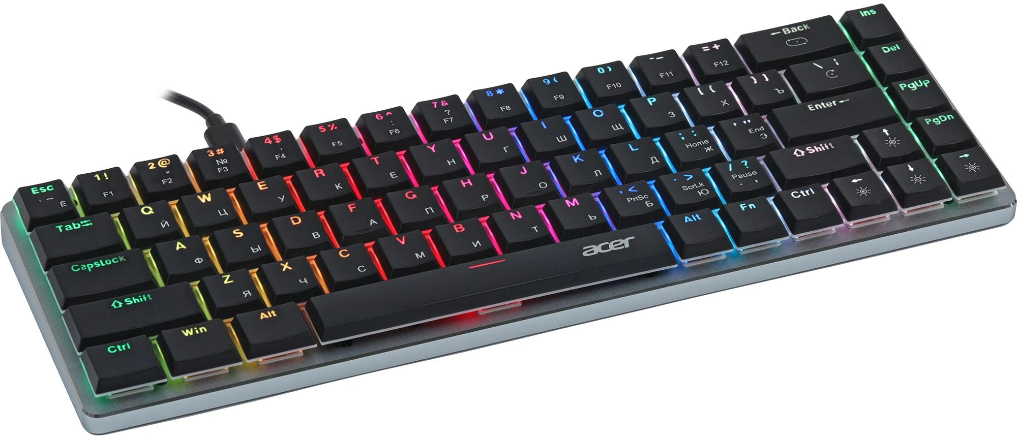 Клавиатура Acer OKW302 механическая серебристый USB Multimedia for gamer для ноутбука LED (ZL.KBDCC.01C) кабель 1.8м