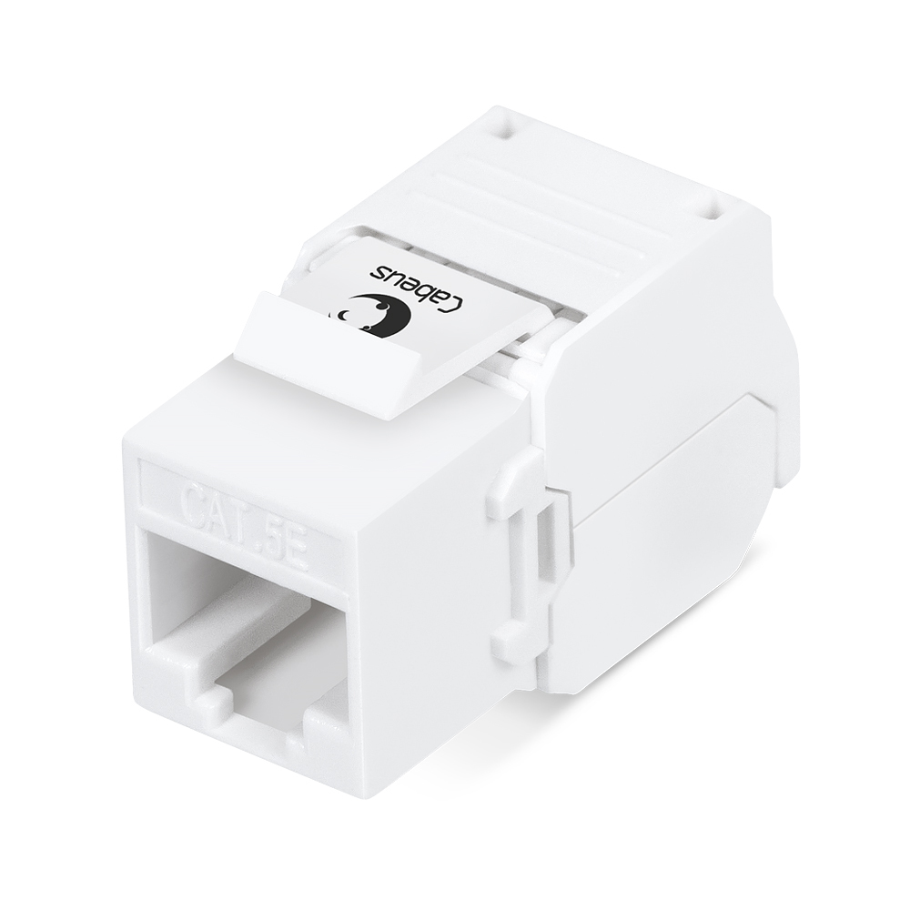 Cabeus KJ-RJ45-Cat.5e-180-Toolless - Вставка Keystone Jack RJ-45(8P8C), 180 градусов, категория 5e, без инструмента Toolless, белая