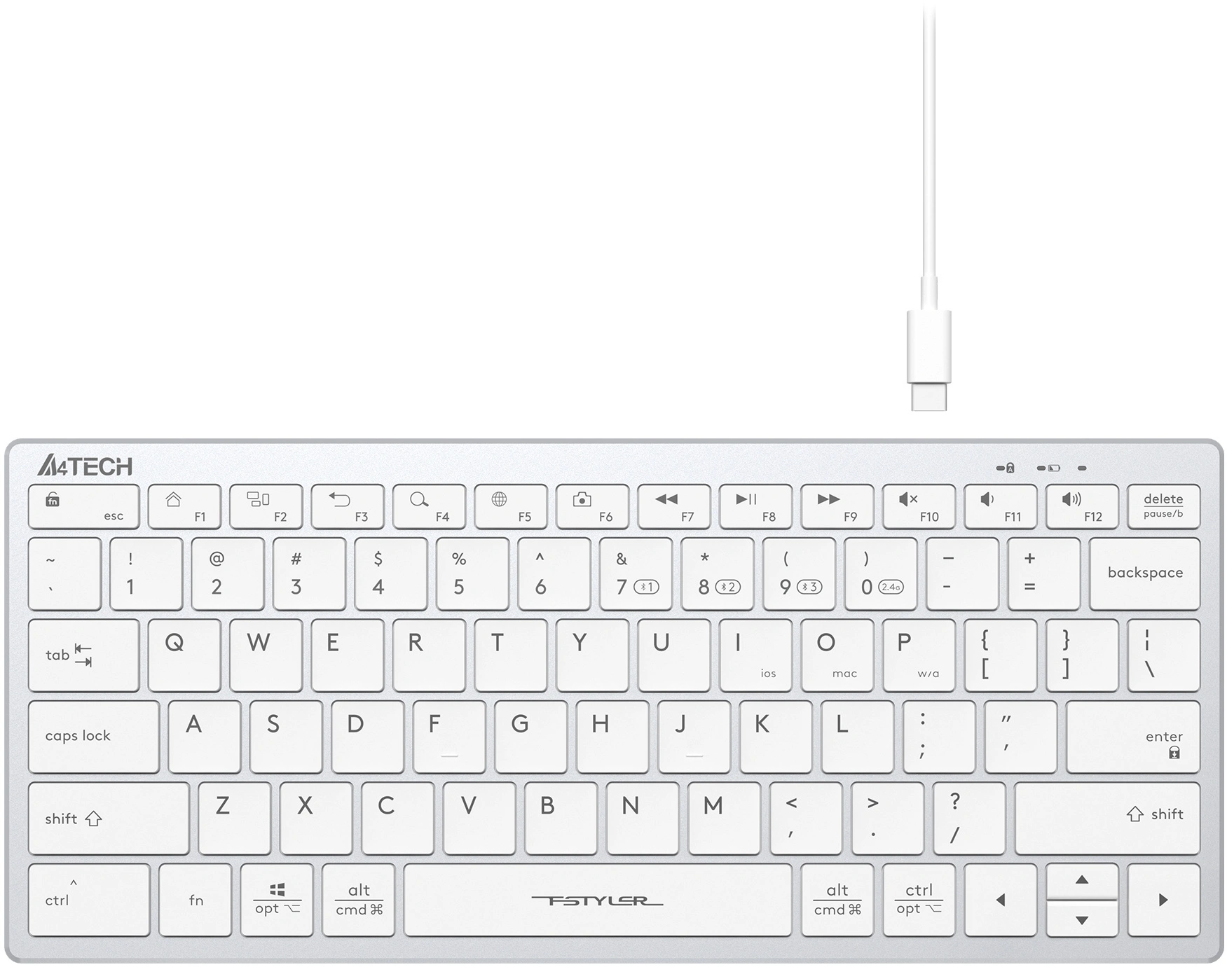 Клавиатура A4Tech FBX51C белый USB беспроводная BT/Radio slim Multimedia (FBX51C WHITE)