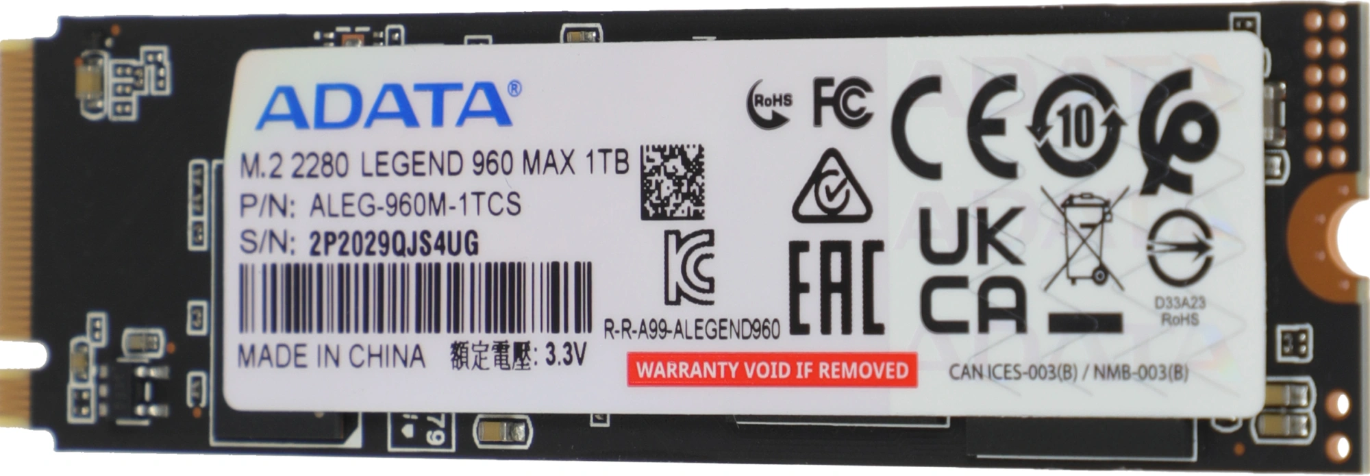 Накопитель SSD A-Data PCIe 4.0 x4 1TB ALEG-960M-1TCS Legend 960 Max M.2 2280