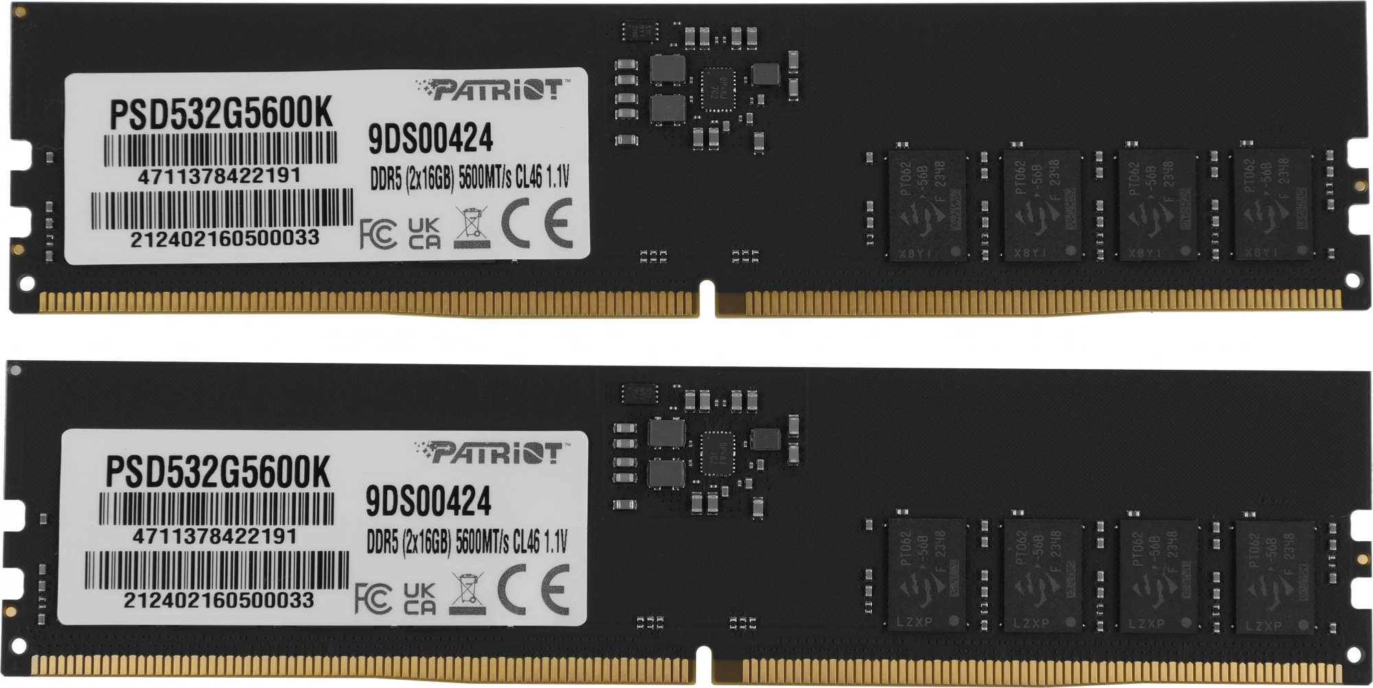 Память DDR5 2x16Gb 5600MHz Patriot PSD532G5600K Signature RTL PC5-44800 CL46 DIMM 288-pin 1.1В Ret