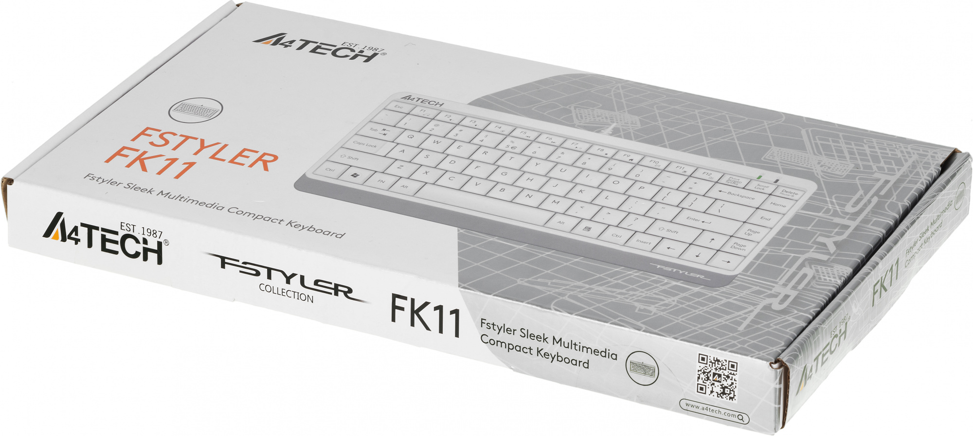 Клавиатура A4Tech FK11 белый USB slim (FK11 USB (WHITE)) кабель 1.5м
