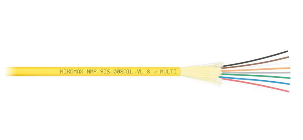 NMF-9IS-012A1L-YL-F001 - Кабель NIKOMAX волоконно-оптический, 12 волокон, одномодовый 9/125мкм, стандарта G.652.D & G.657.A1, полимерный материал нг(А)-LSLTx, внутренний/внешний, распределительный, с плотным буфером, силовой элемент — арамидные нити, желт