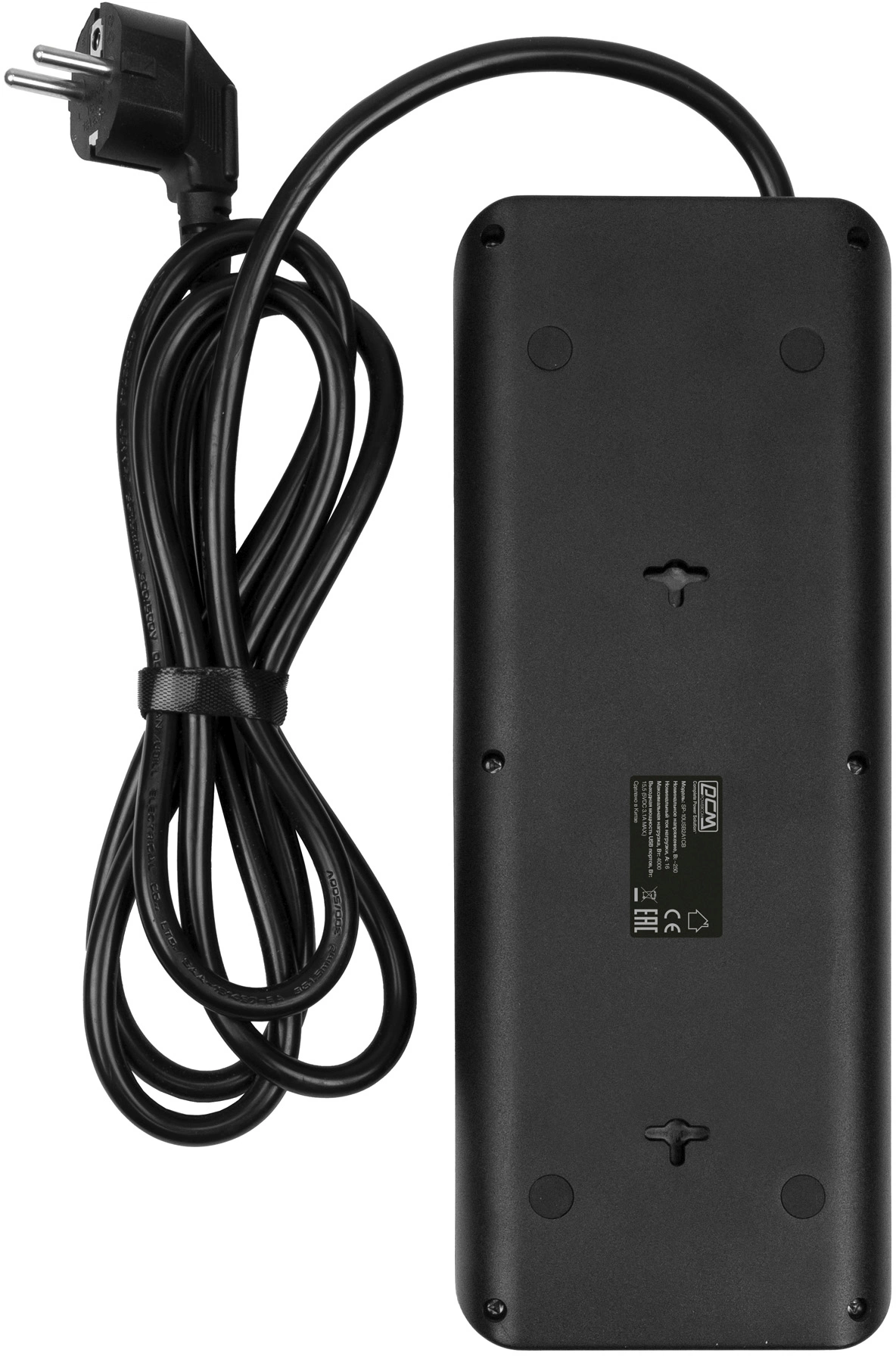 Сетевой фильтр Powercom SP-10 USB2A1СB 3,0м 3.0м (10 розеток) черный (коробка)