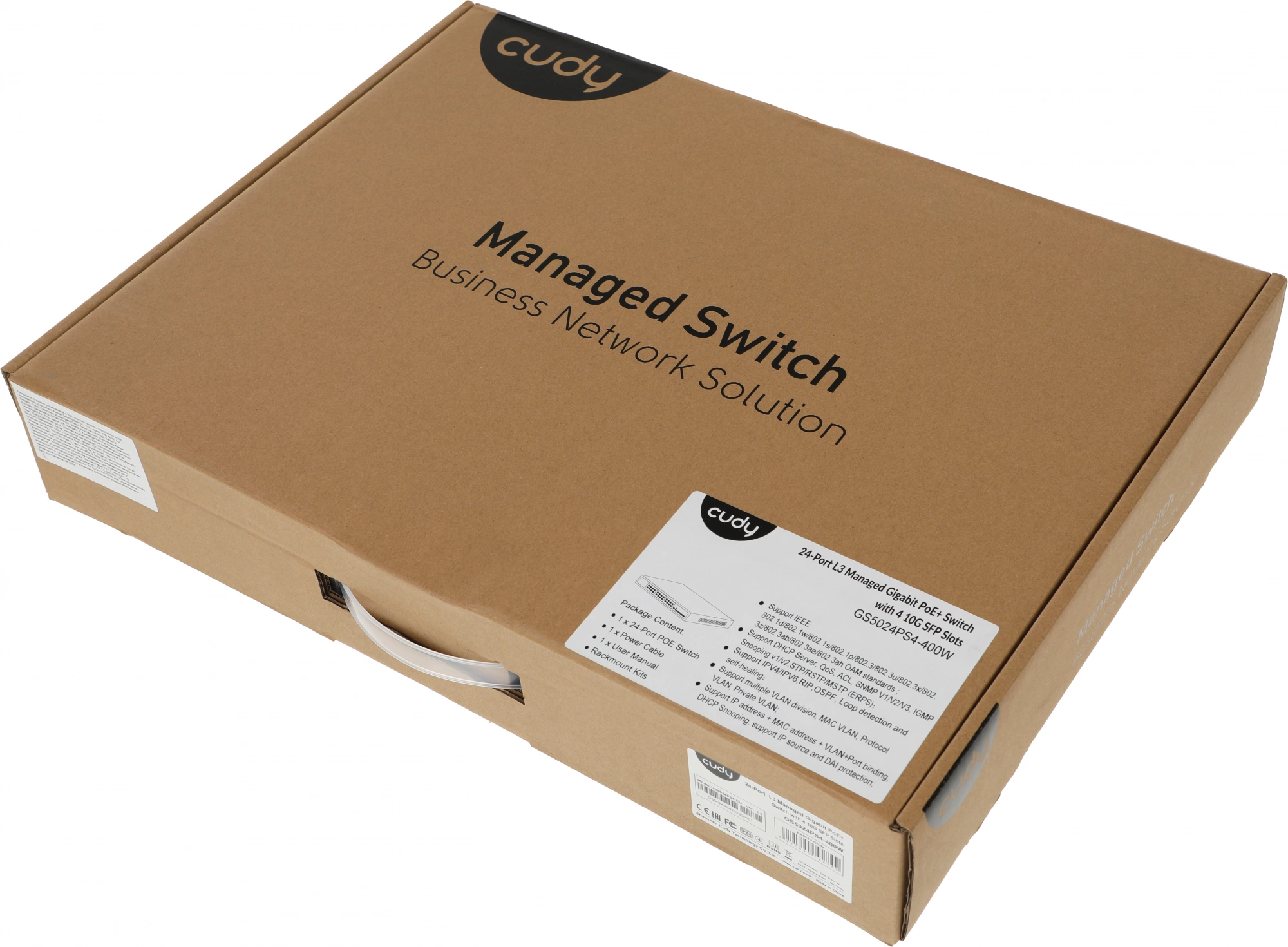 Коммутатор Cudy GS5024PS4-400W (L3) 24x1Гбит/с 4SFP+ 24PoE+ 400W управляемый
