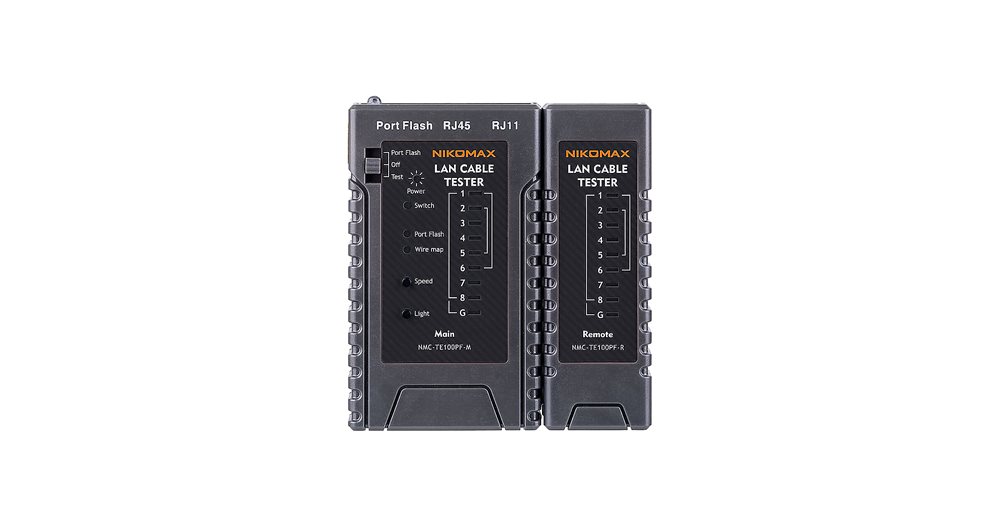NMC-TE100PF - Кабельный тестер NIKOMAX, UTP/STP, RJ45, RJ12, RJ11, с функцией PortFlash и LED фонарём