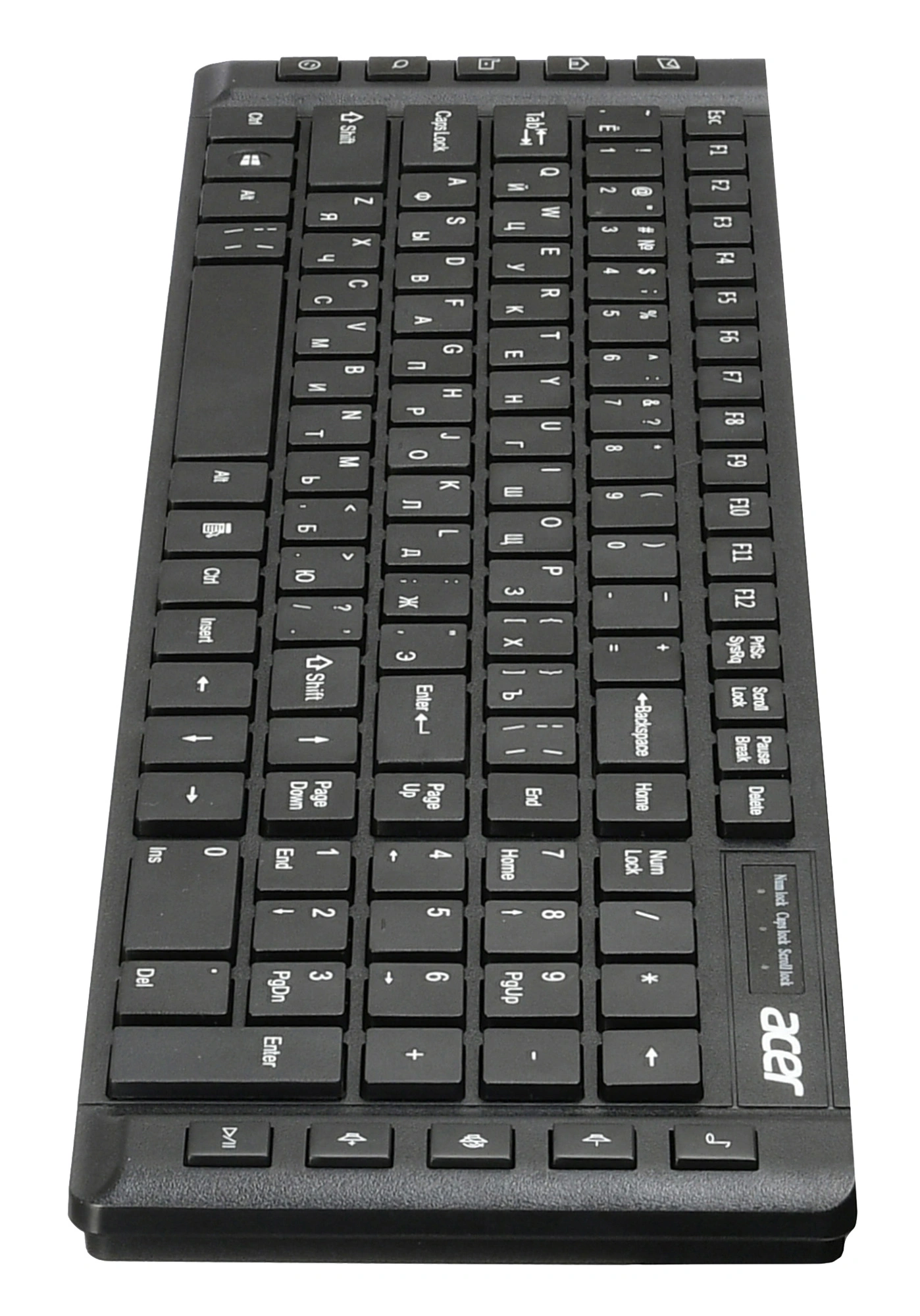 Клавиатура Acer OKW010 черный USB slim Multimedia (ZL.KBDEE.002) кабель 1.45м