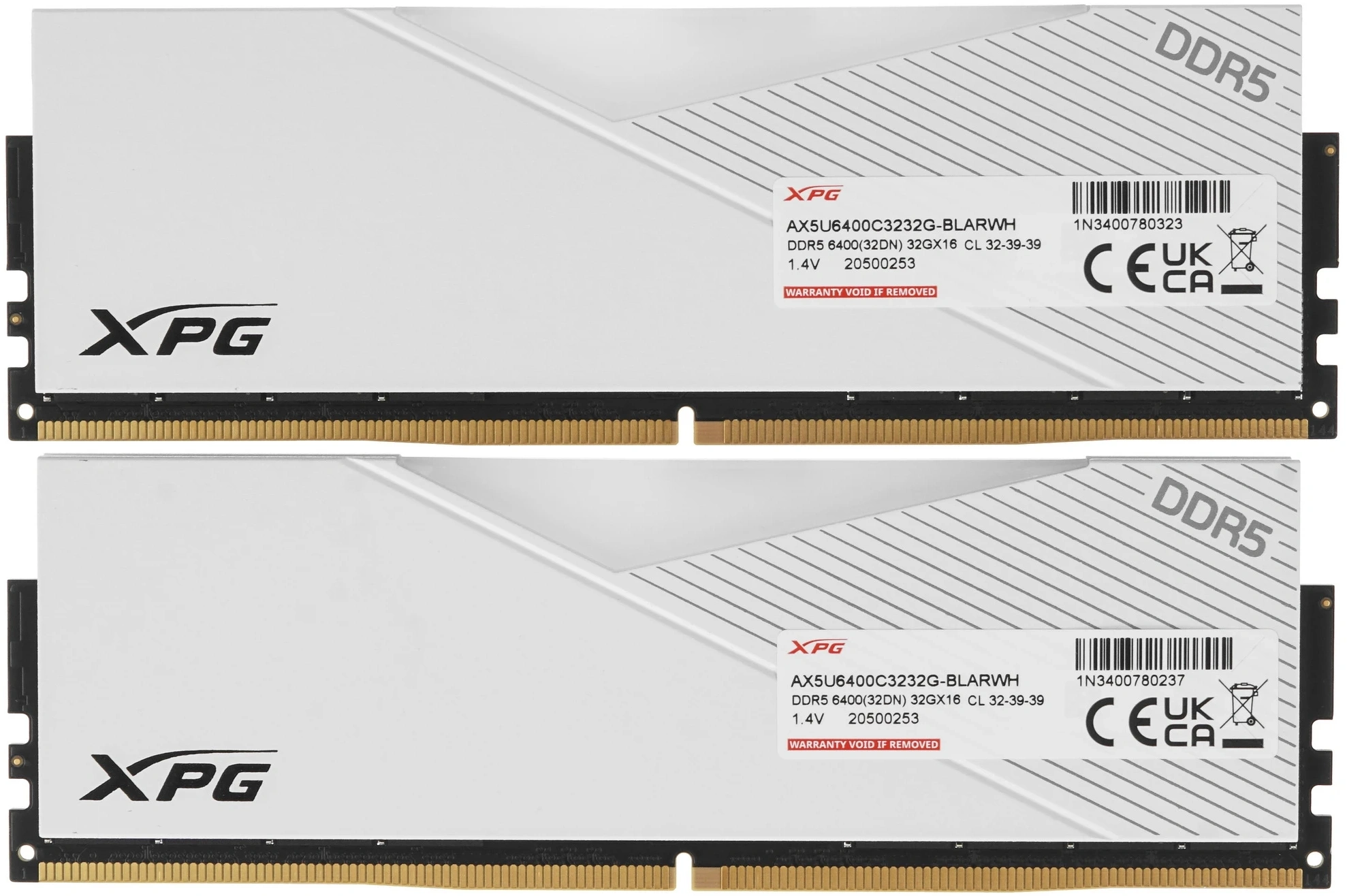 Память DDR5 2x32GB 6400MHz A-Data AX5U6400C3232G-DCLARWH XPG Lancer RGB RTL Gaming PC5-51200 CL32 DIMM 288-pin 1.4В kit dual rank с радиатором Ret