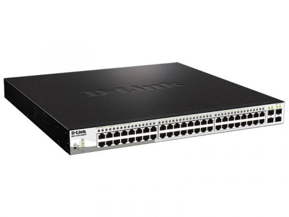 DGS-1210-52MPP/E2A PROJ Настраиваемый L2 коммутатор с 48 портами 10/100/1000Base-T и 4 портами 1000Base-X SFP (порты 1-48 PoE 802.3af/at, PoE-бюджет 740 Вт)